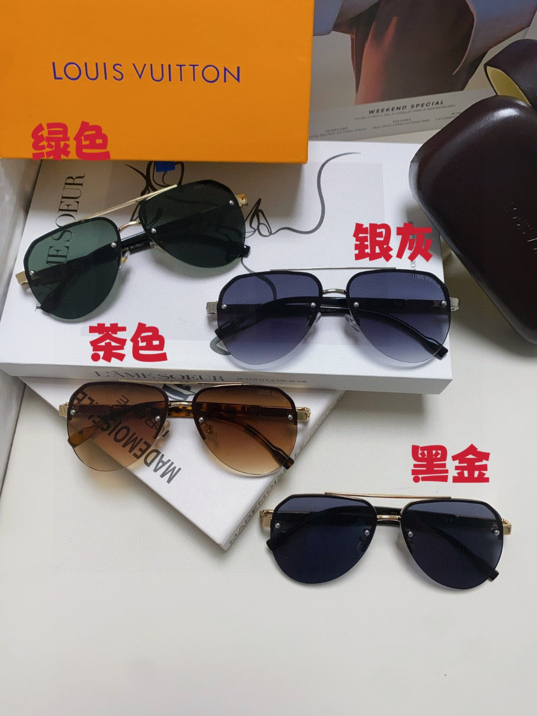 Louis Vuitton Metal Aviator Blue Lens Sunglasses for Men & Women - detail image 9