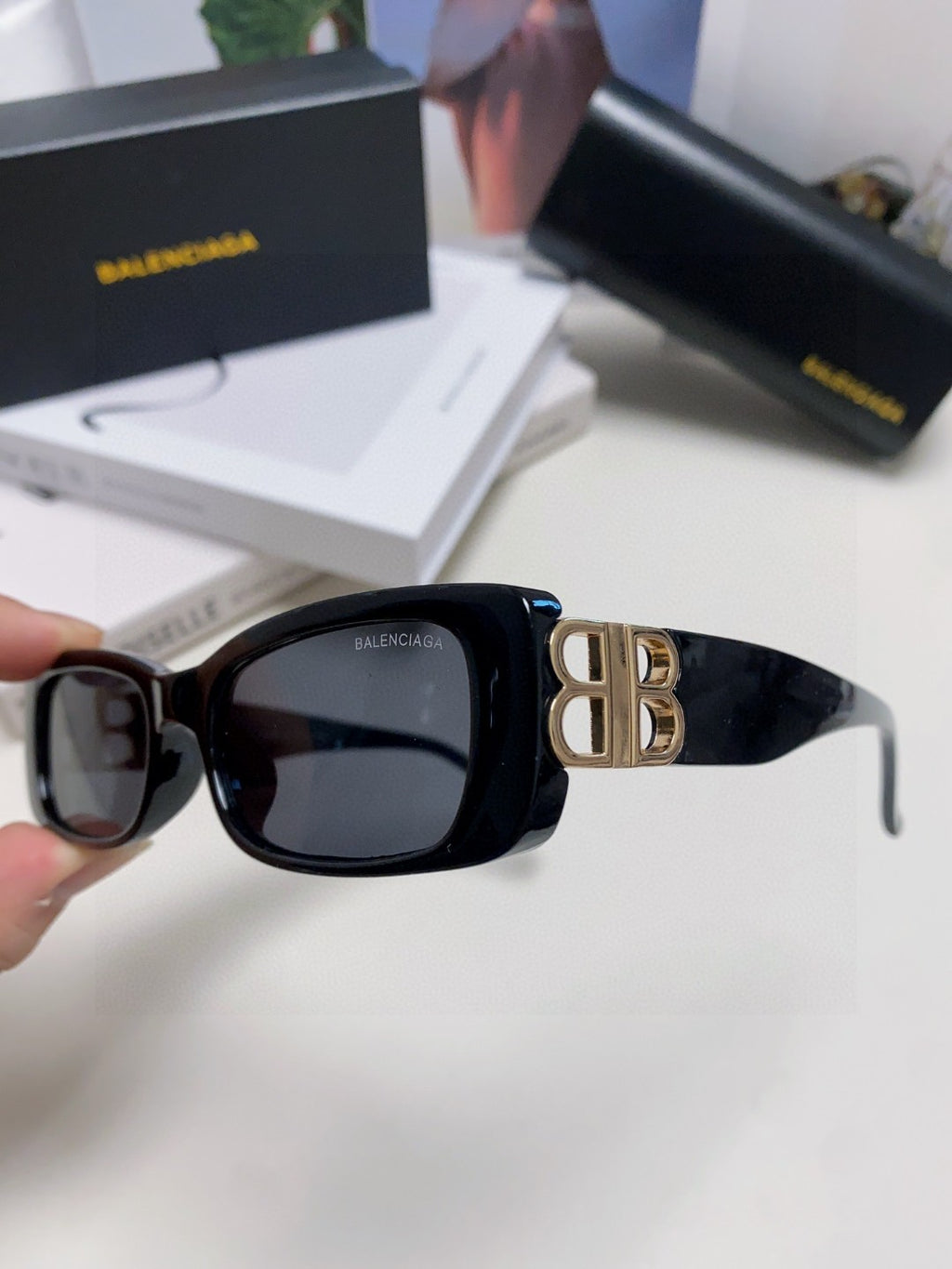 Balenciaga Rectangular Orange Lens Sunglasses for Men & Women - 358651 - detail image 7