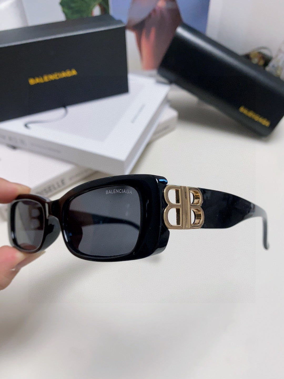 Balenciaga Rectangular Orange Lens Sunglasses for Men & Women - 358651 - detail image 7