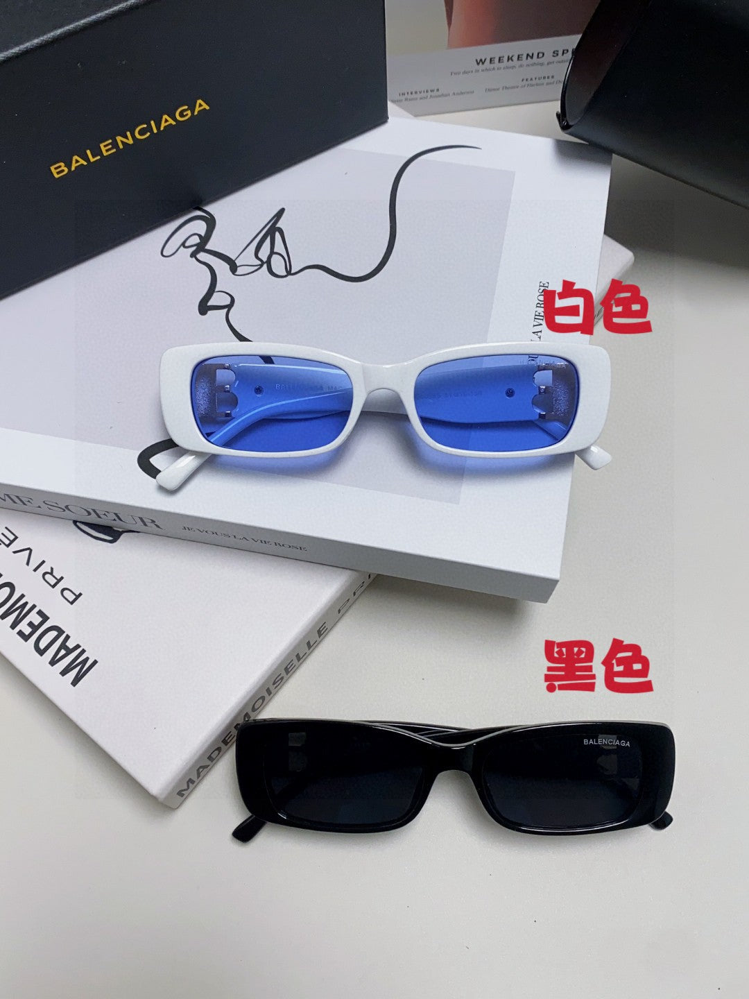 Balenciaga Rectangular Orange Lens Sunglasses for Men & Women - 358651 - detail image 11