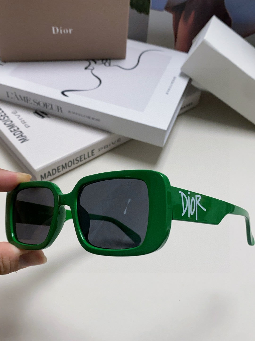 Dior Square Green Lens Sunglasses for Women - detail image 5