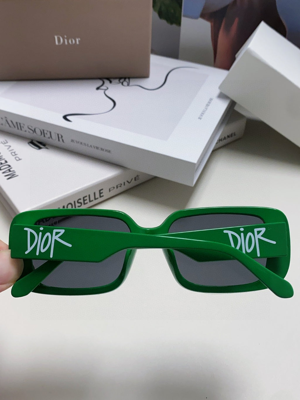 Dior Square Green Lens Sunglasses for Women - detail image 4