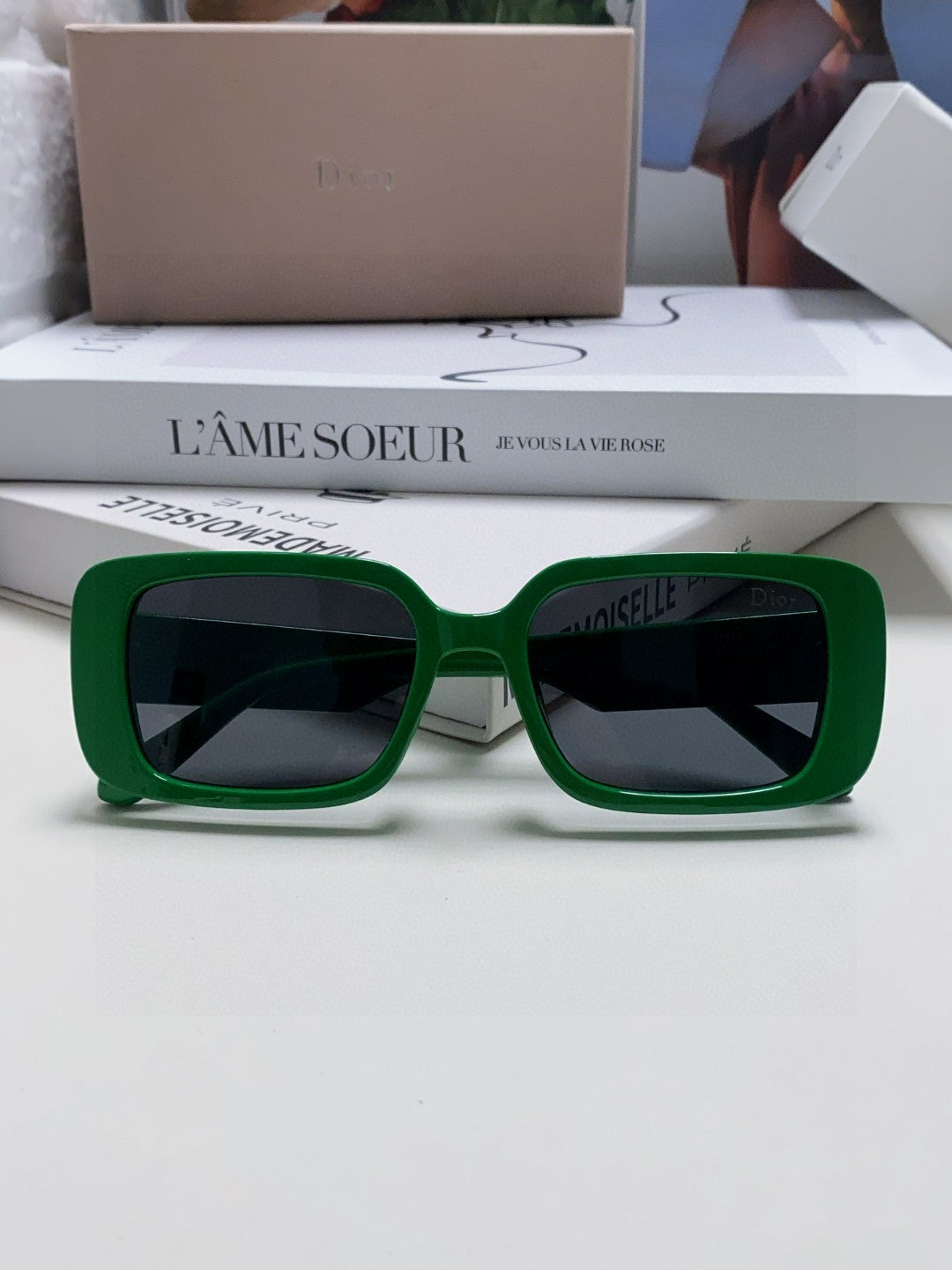 Dior Square Green Lens Sunglasses for Women - detail image 6