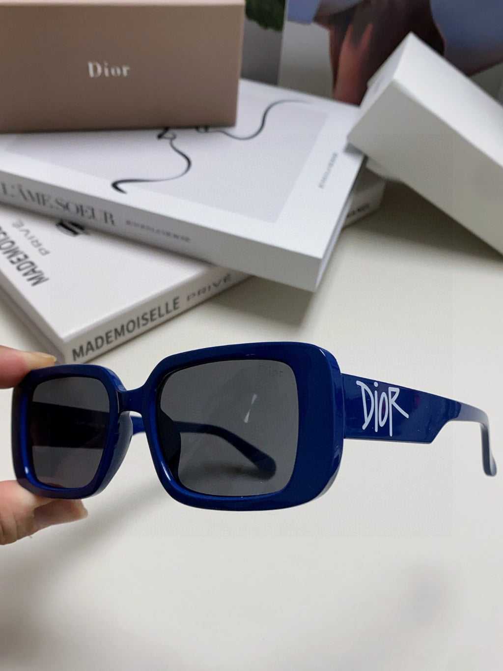Dior Square Blue Lens Sunglasses for Women - 358189 - detail image 5