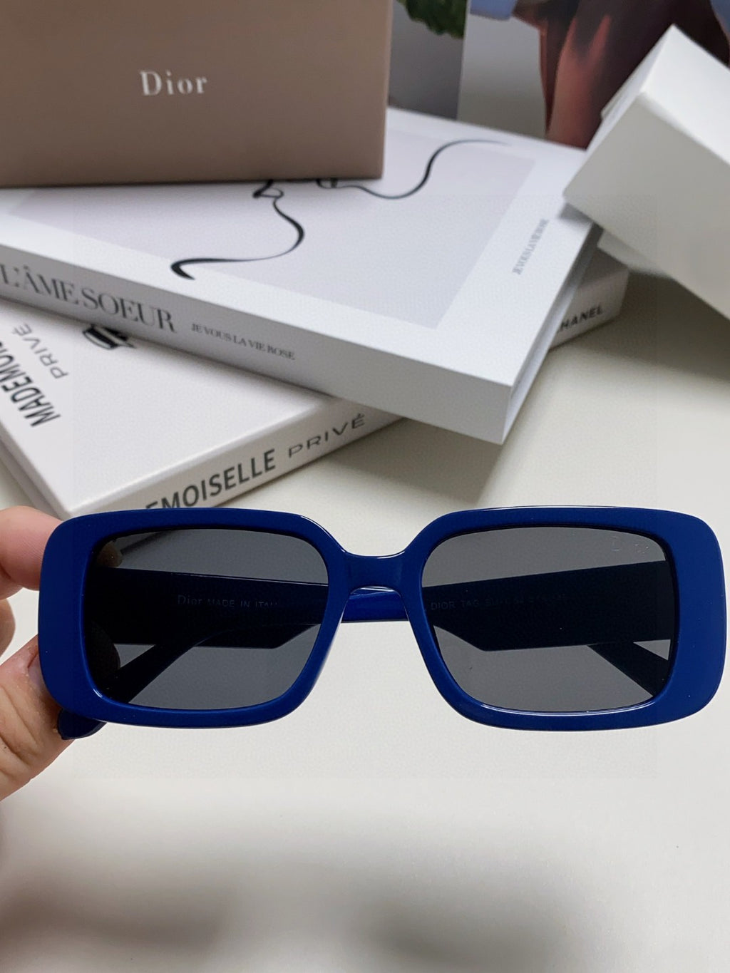 Dior Square Blue Lens Sunglasses for Women - 358189 - detail image 3