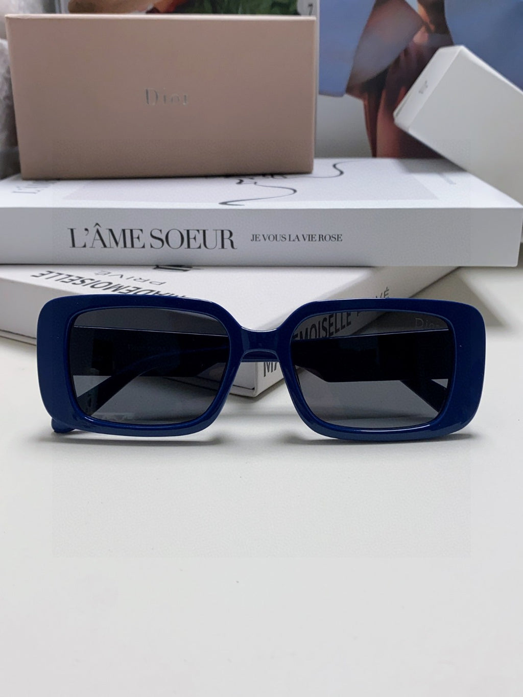 Dior Square Blue Lens Sunglasses for Women - 358189 - detail image 6