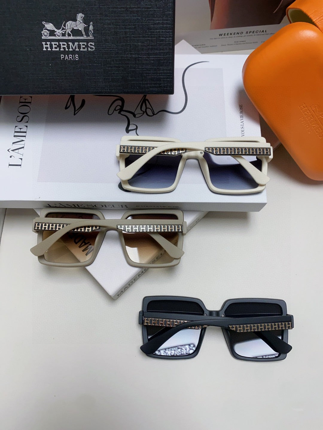 Hermès Polarized Square Gray Lens Sunglasses for Men & Women - detail image 10