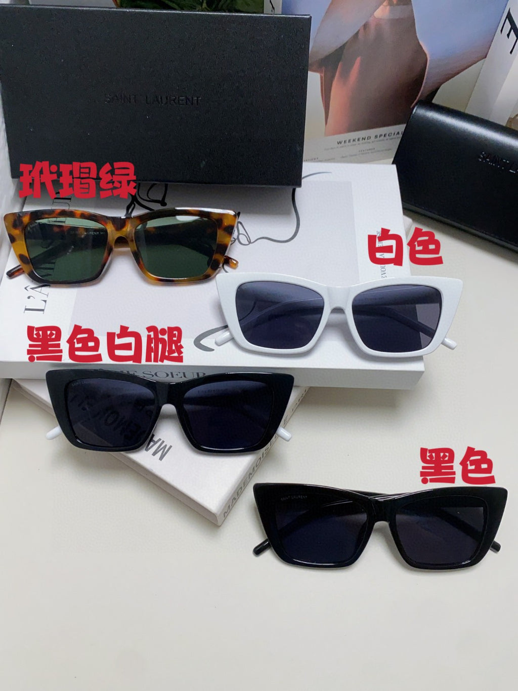 Saint Laurent Polarized Cat-Eye Silver Lens Sunglasses for Women - 465420 - detail image 9