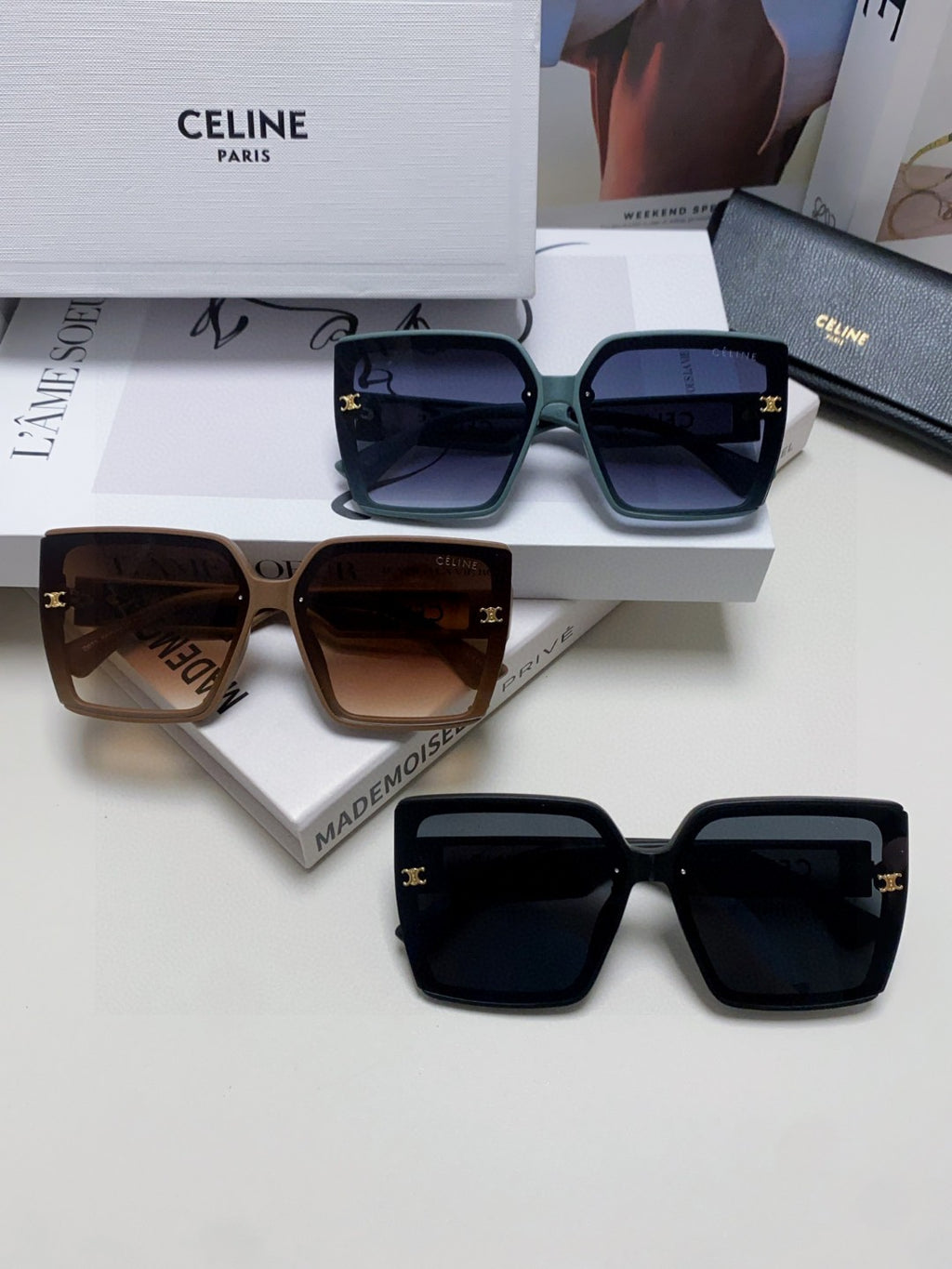 Celine Oversized Silver Lens Sunglasses for Men & Women - detail image 9