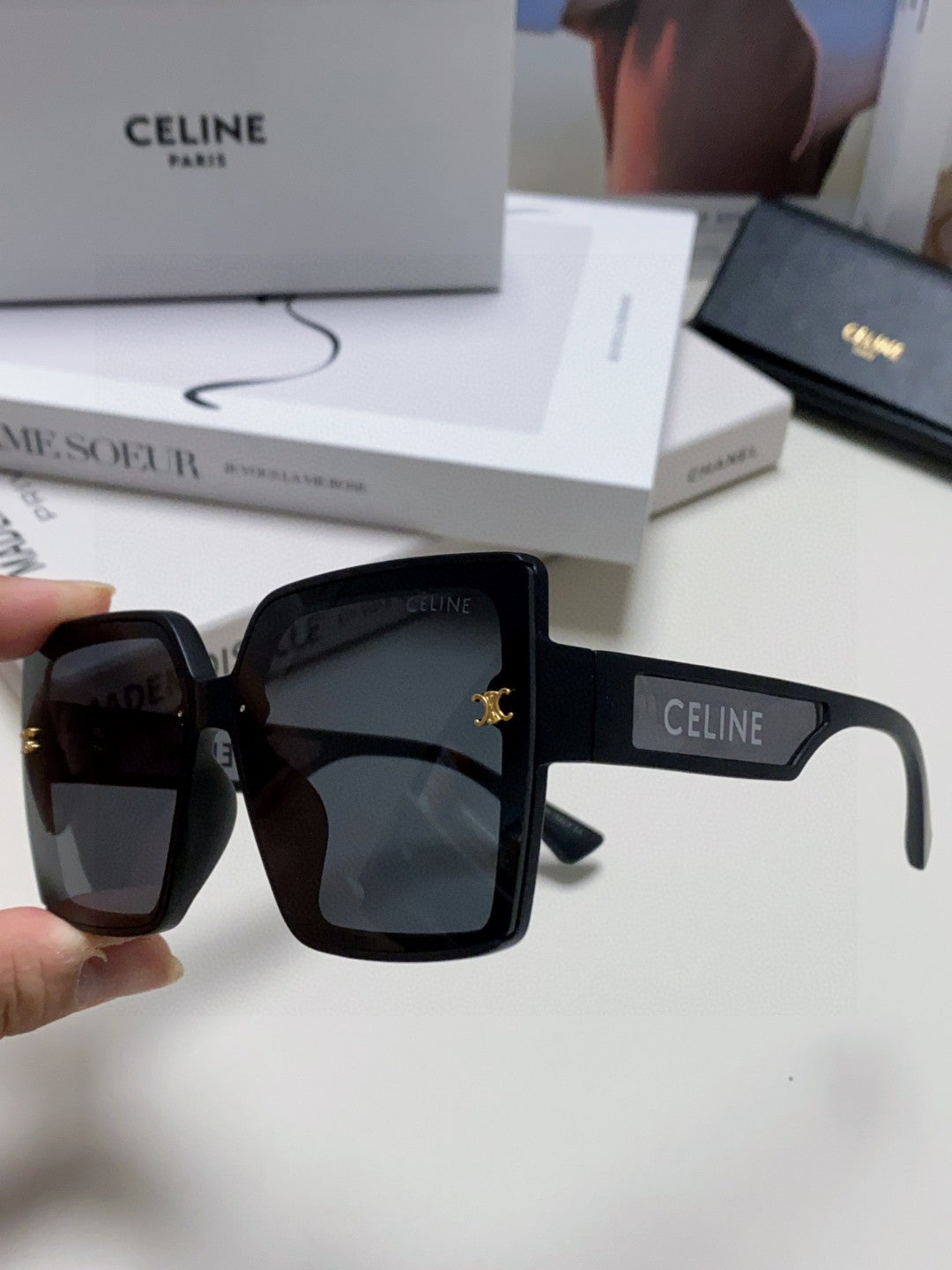 Celine Oversized Black Lens Sunglasses for Men & Women - detail image 5