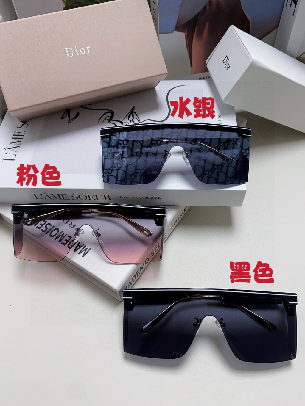 Dior Oversized Red Lens Sunglasses for Men & Women - 371940 - detail image 8