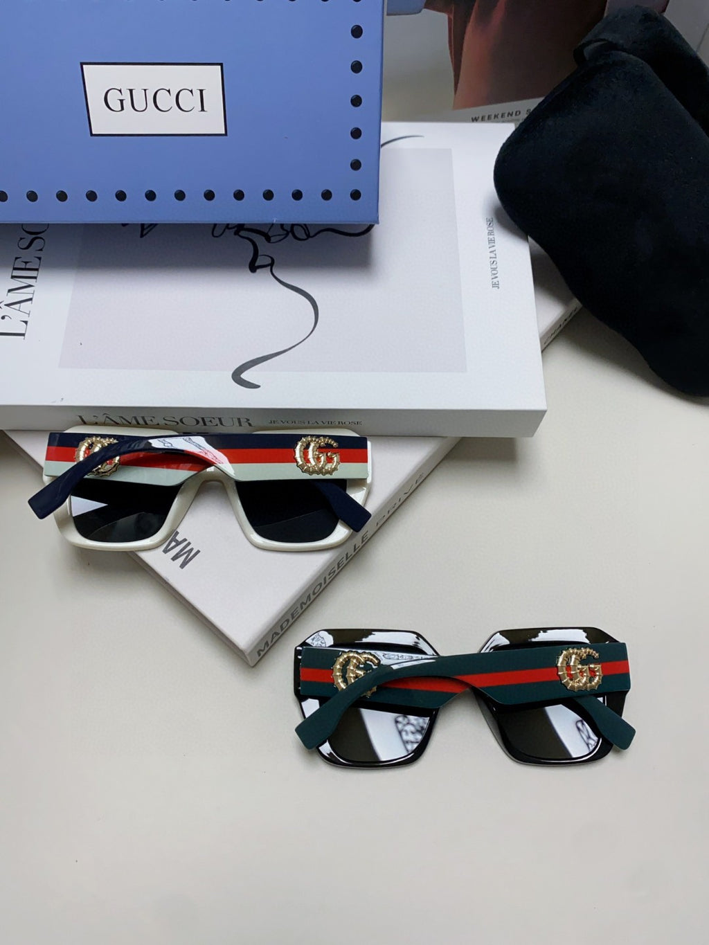 Gucci Polarized Square Blue Lens Sunglasses for Men & Women - detail image 8