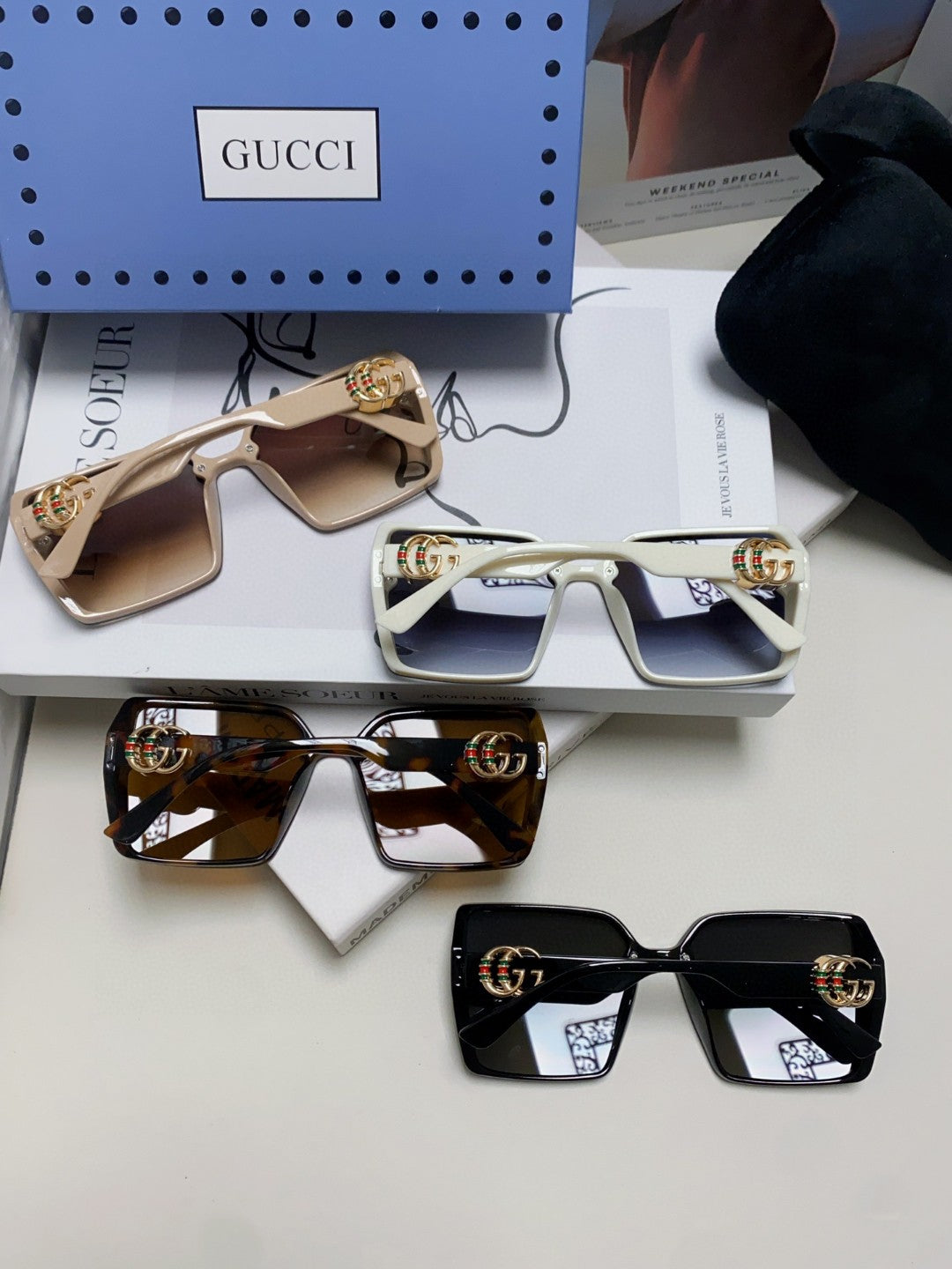 Gucci Oversized Brown Lens Sunglasses for Women - 448821 - detail image 8