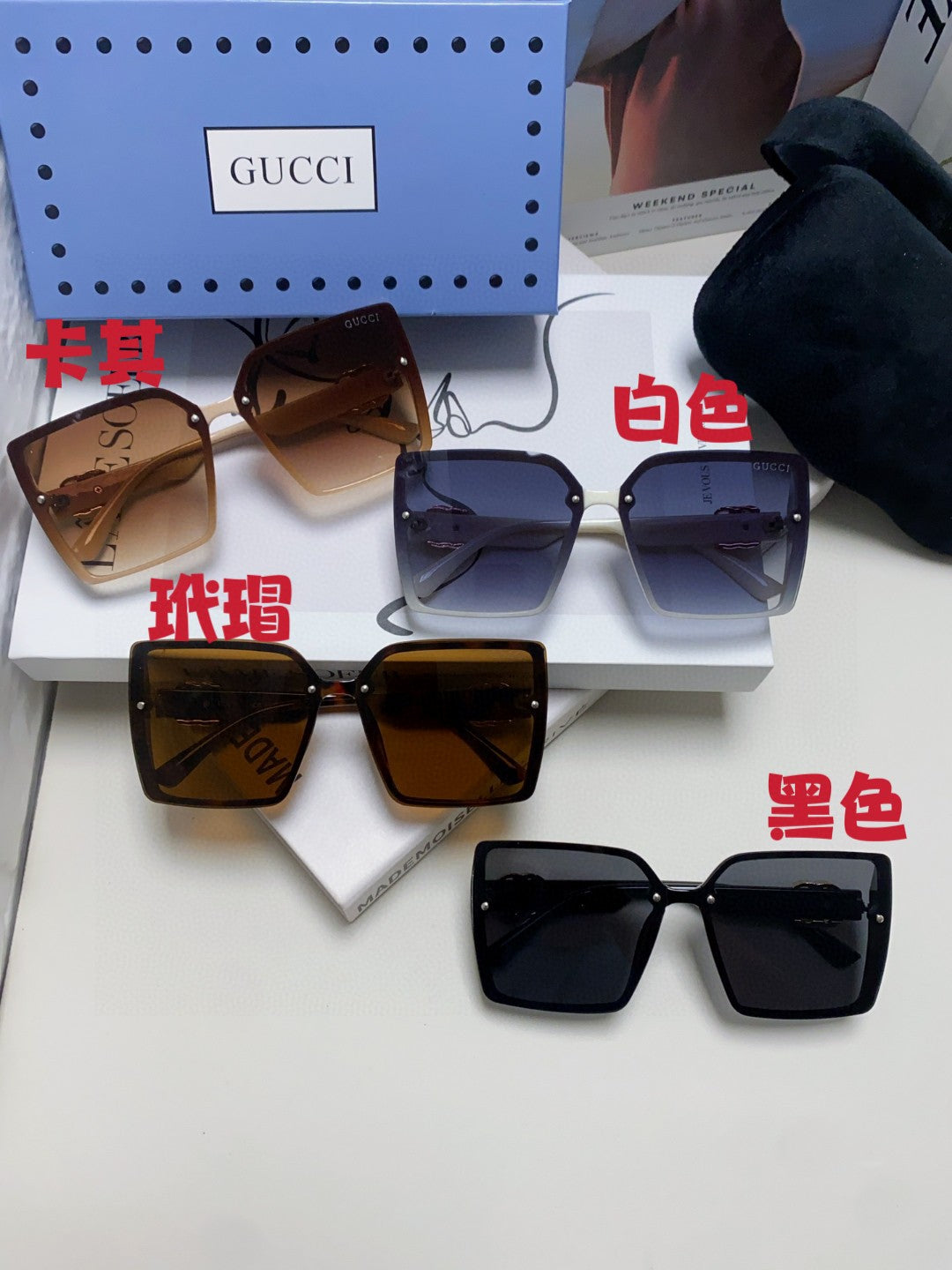 Gucci Oversized Brown Lens Sunglasses for Women - 448821 - detail image 9