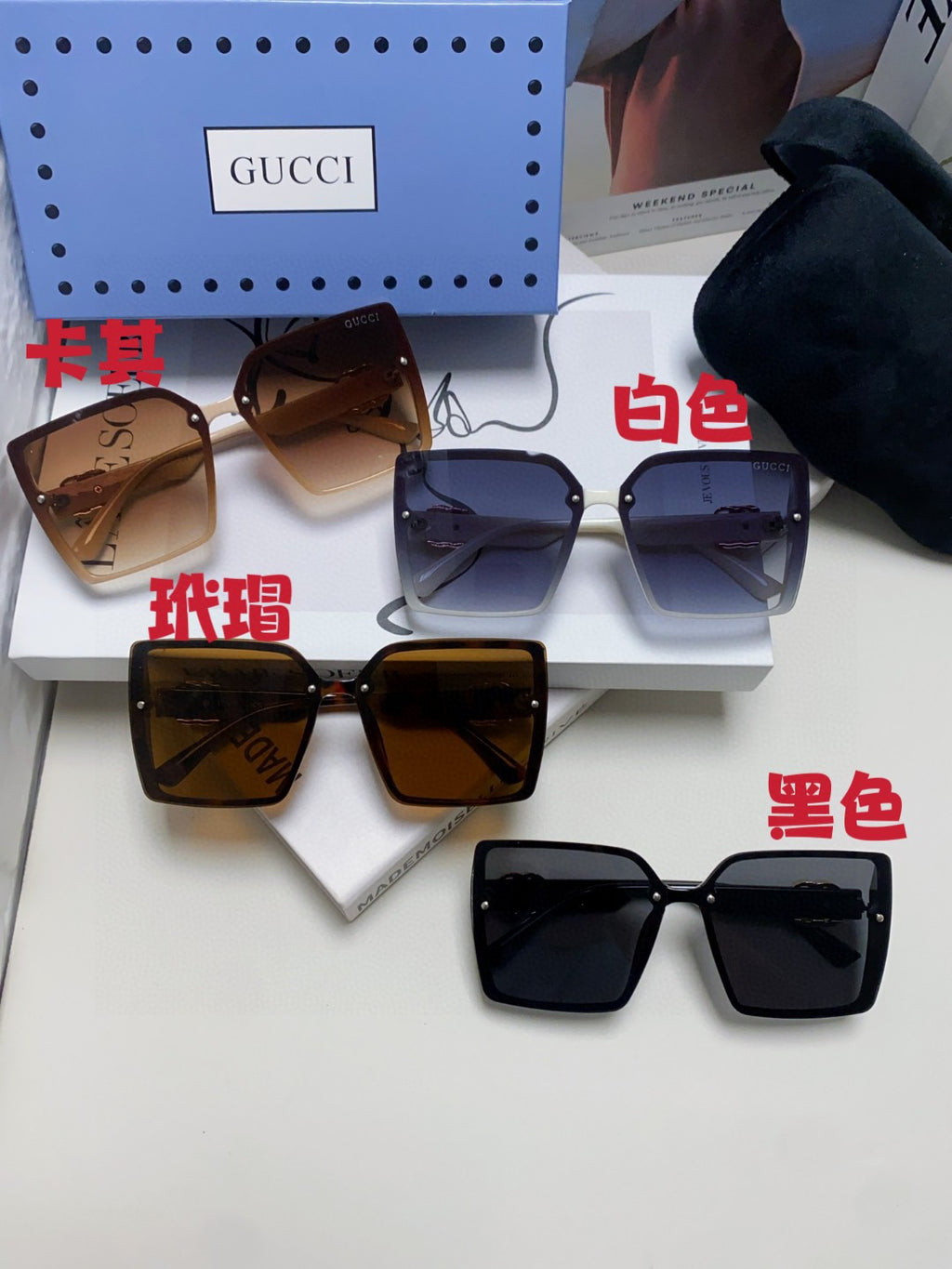 Gucci Oversized Black Lens Sunglasses for Women - 448824 - detail image 9