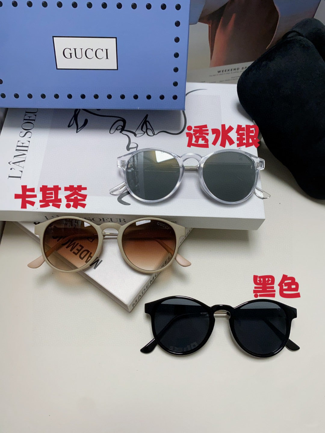 Gucci Round Blue Lens Sunglasses for Men & Women - detail image 9