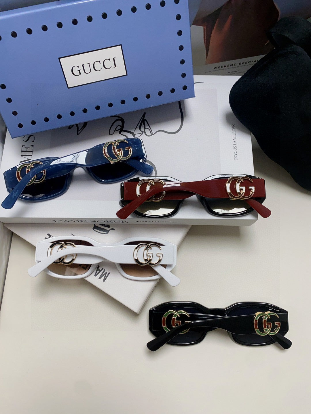 Gucci Round Blue Lens Sunglasses for Men & Women - 448813 - detail image 8