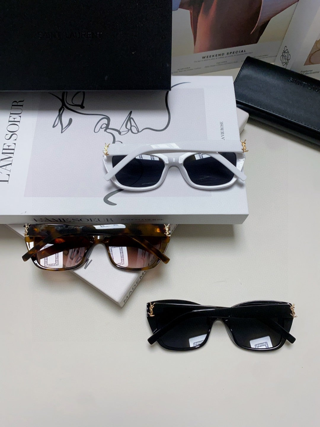 Saint Laurent Polarized Cat-Eye Silver Lens Sunglasses for Women - detail image 8