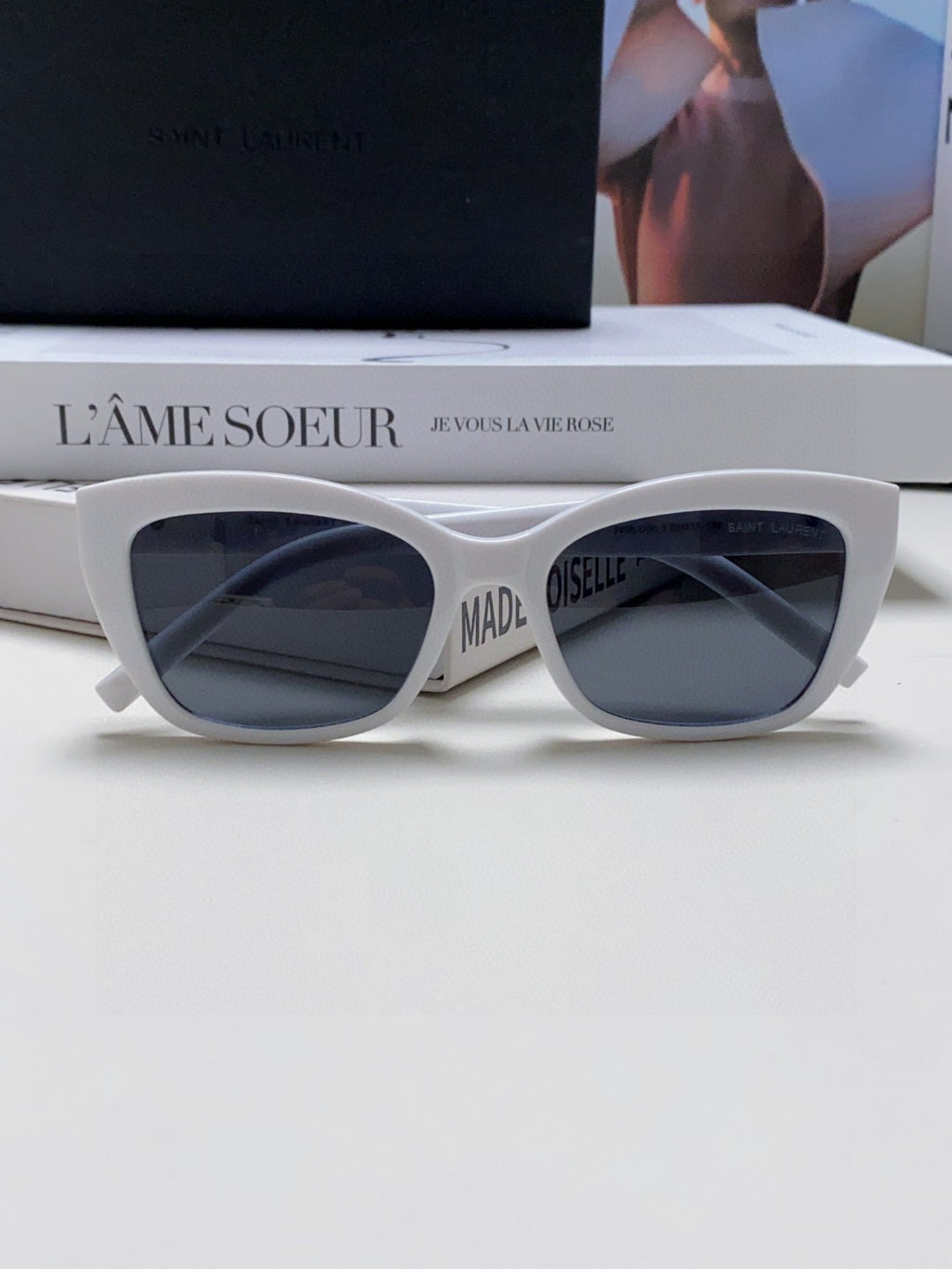 Saint Laurent Polarized Cat-Eye Silver Lens Sunglasses for Women - detail image 6