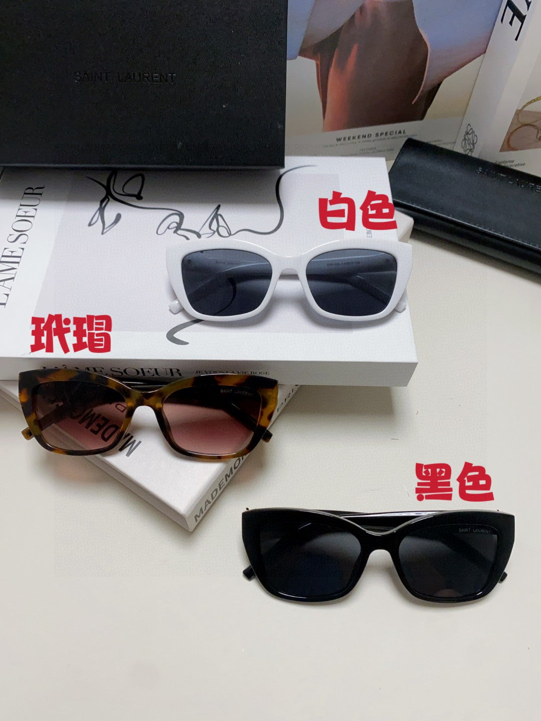 Saint Laurent Polarized Cat-Eye Silver Lens Sunglasses for Women - detail image 9