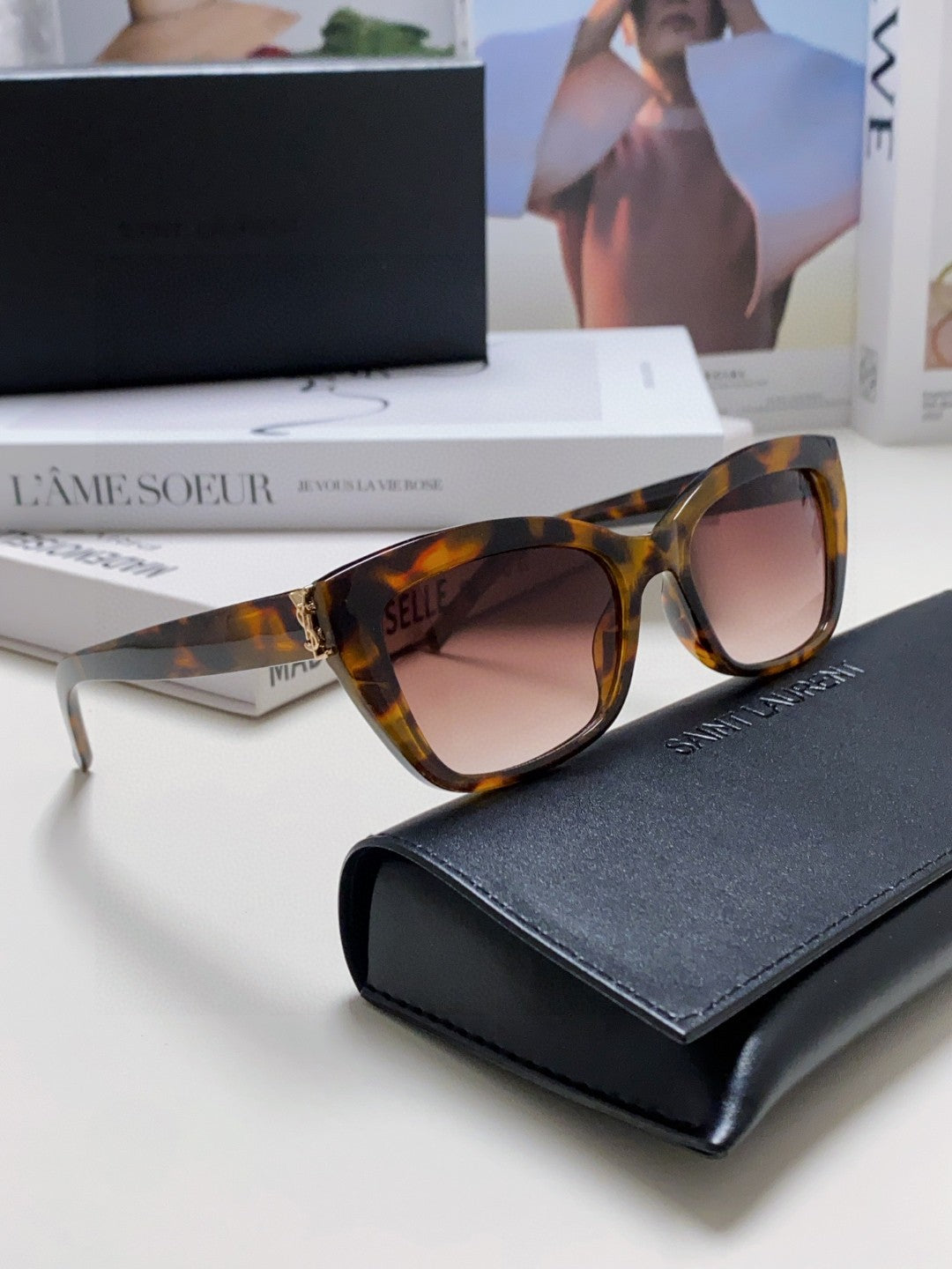 Saint Laurent Polarized Cat-Eye Black Lens Sunglasses for Women - 465422 - detail image 9