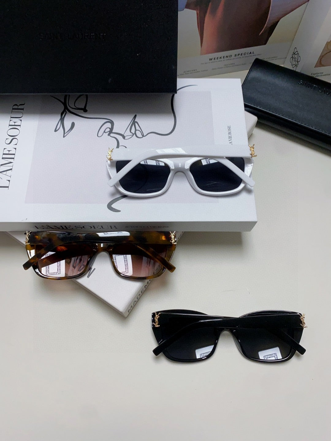 Saint Laurent Polarized Cat-Eye Black Lens Sunglasses for Women - 465422 - detail image 10