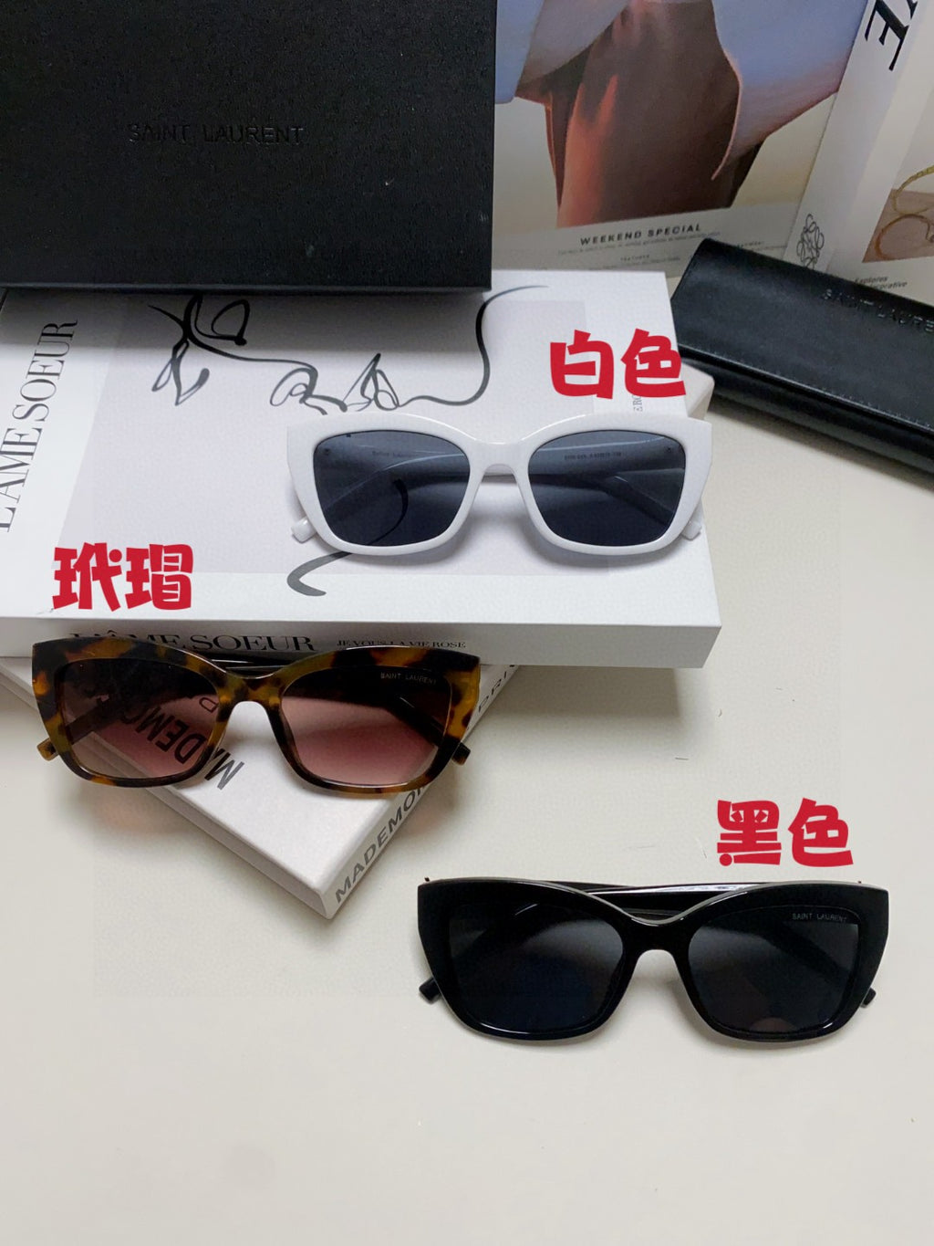 Saint Laurent Polarized Cat-Eye Black Lens Sunglasses for Women - 465422 - detail image 11