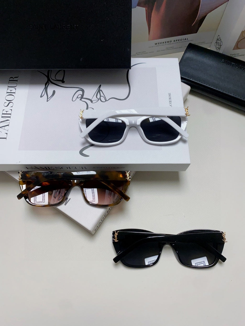 Saint Laurent Polarized Cat-Eye Black Lens Sunglasses for Women - detail image 10