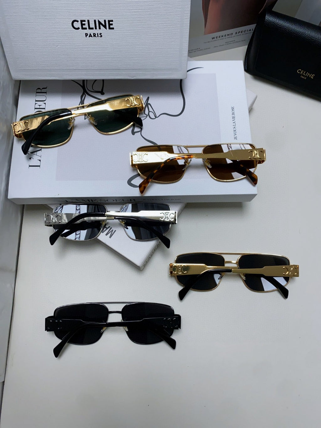 Celine CL40278 Metal Aviator Gold Lens Sunglasses for Men & Women - 465477
