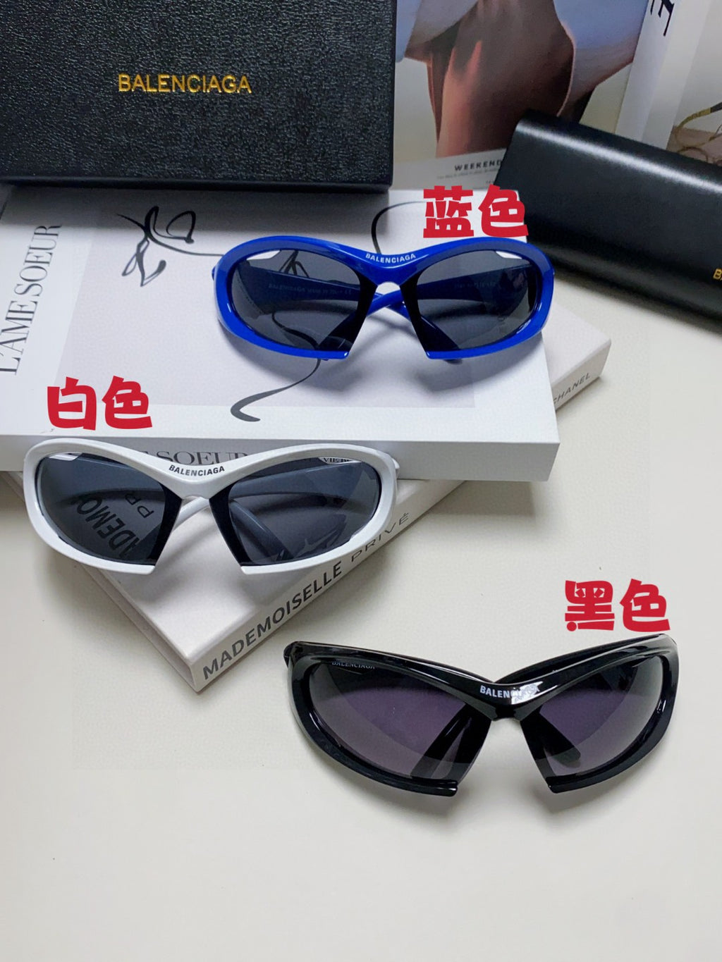 Balenciaga BB0318S Fashion Blue Lens Sunglasses for Men & Women - detail image 9