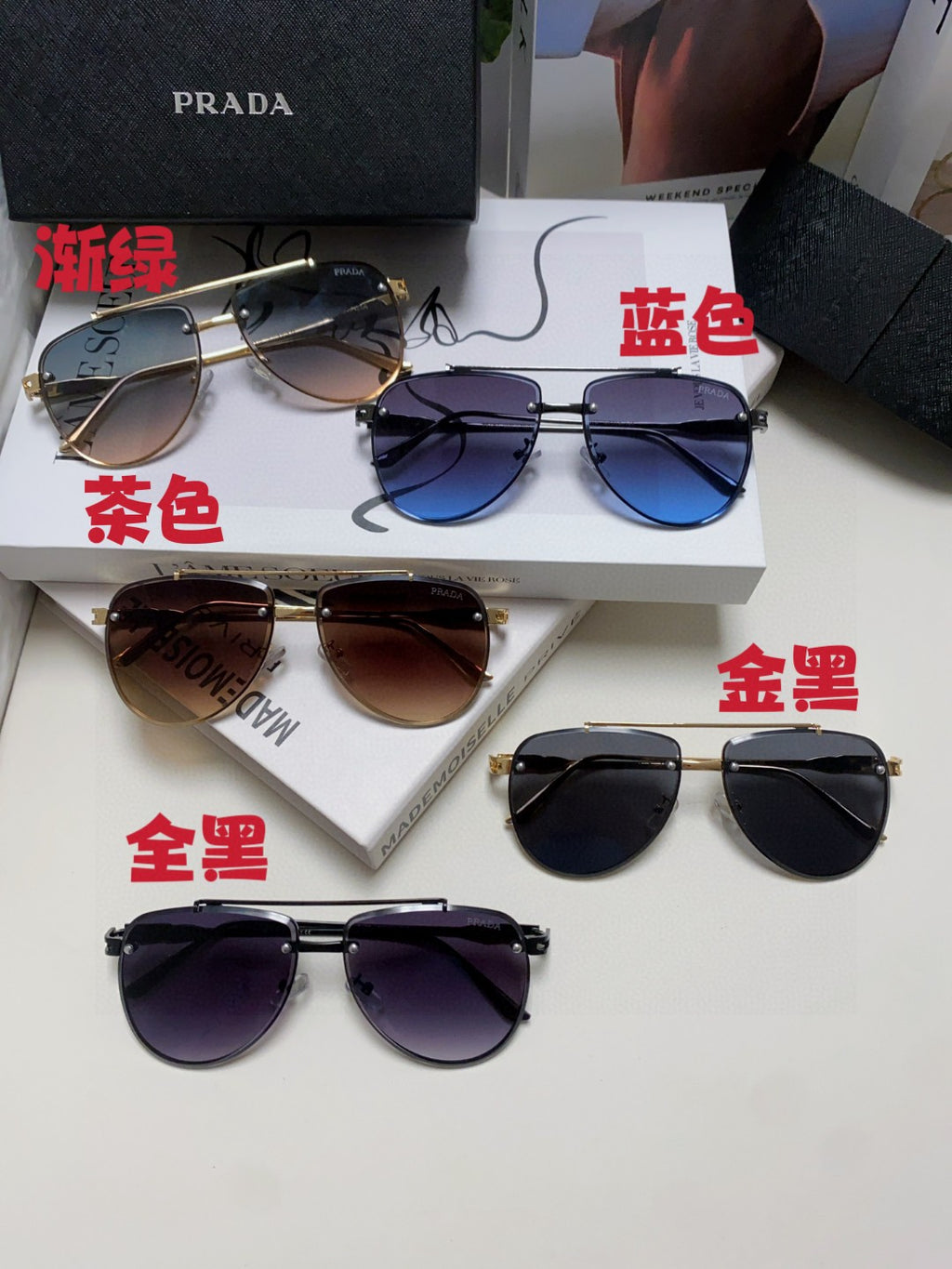 Prada Fashion Blue Lens Sunglasses for Men & Women - 465685 - detail image 9