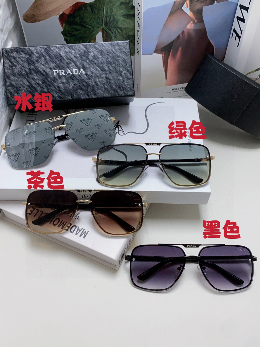Prada Polarized Square Gray Lens Sunglasses for Men & Women - 465686 - detail image 9