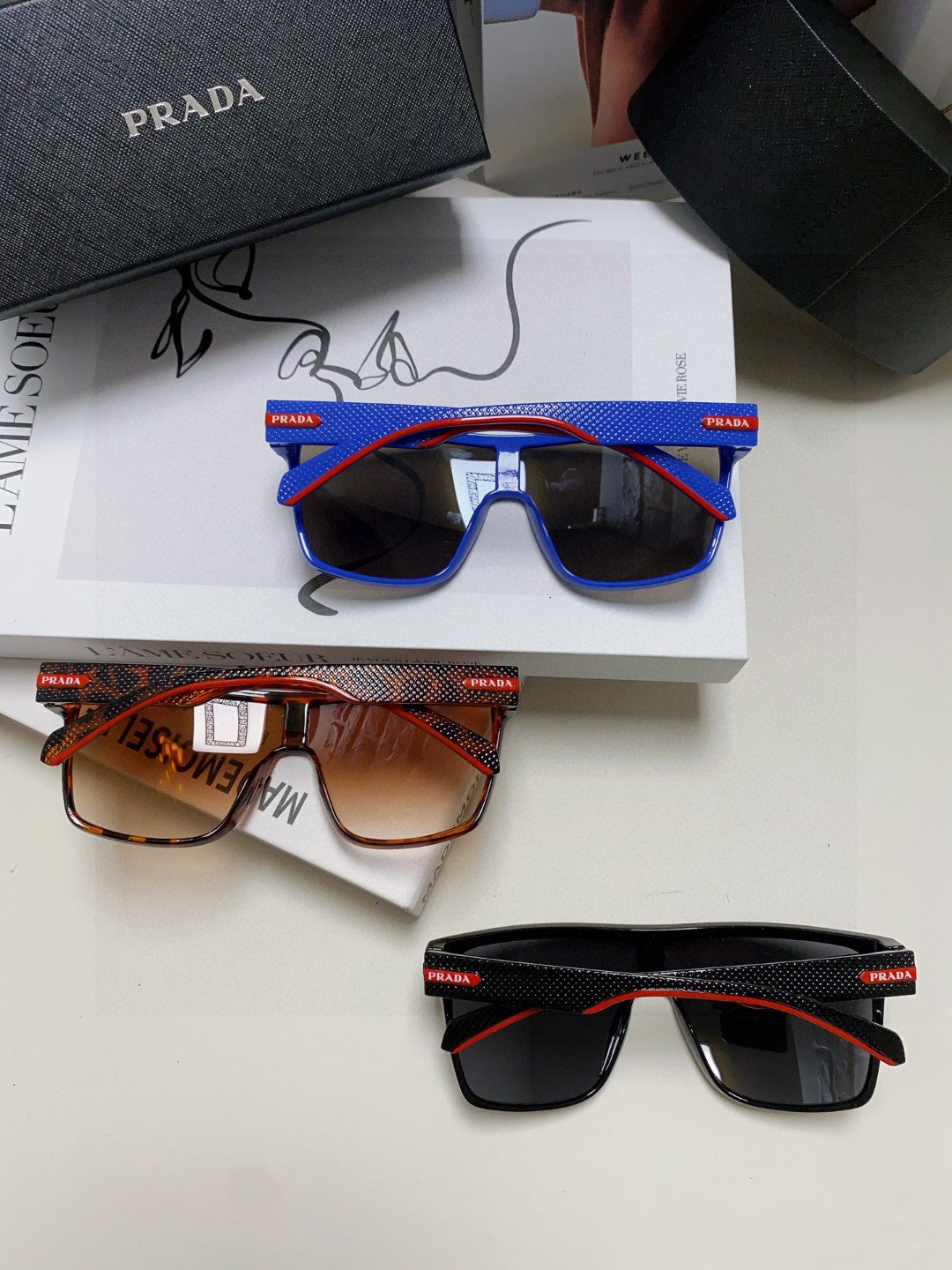 Prada Polarized Oversized Blue Lens Sunglasses for Men & Women - detail image 8