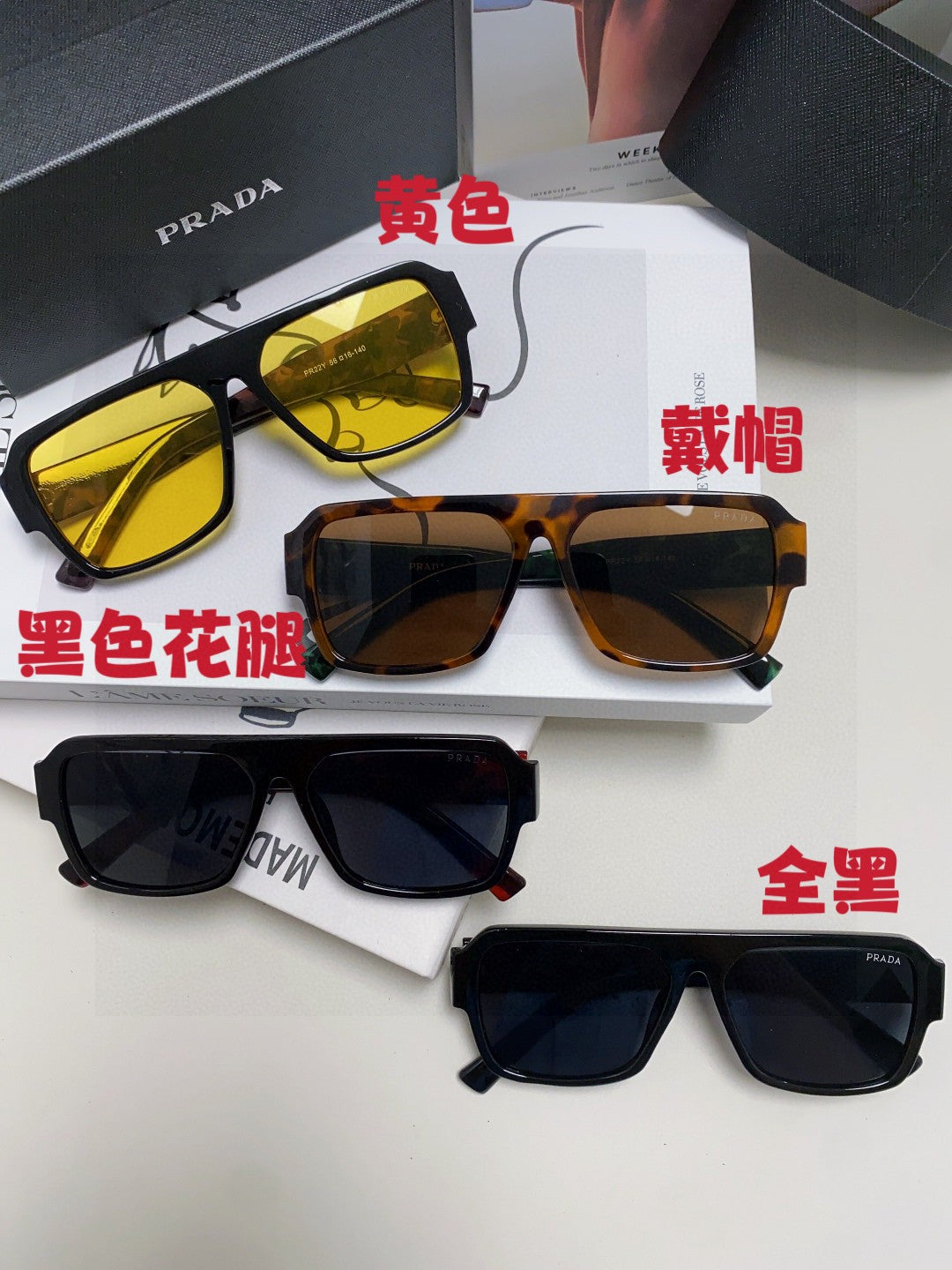 Prada Aviator Gold Lens Sunglasses for Men - detail image 9