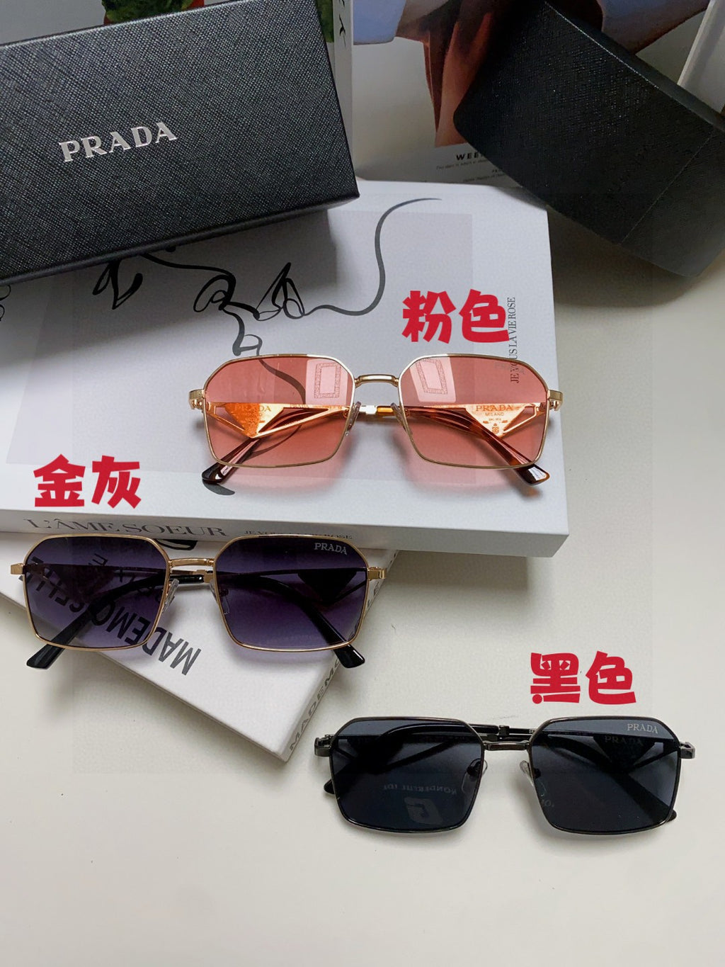 Prada Square Blue Lens Sunglasses for Men & Women - 465531 - detail image 9