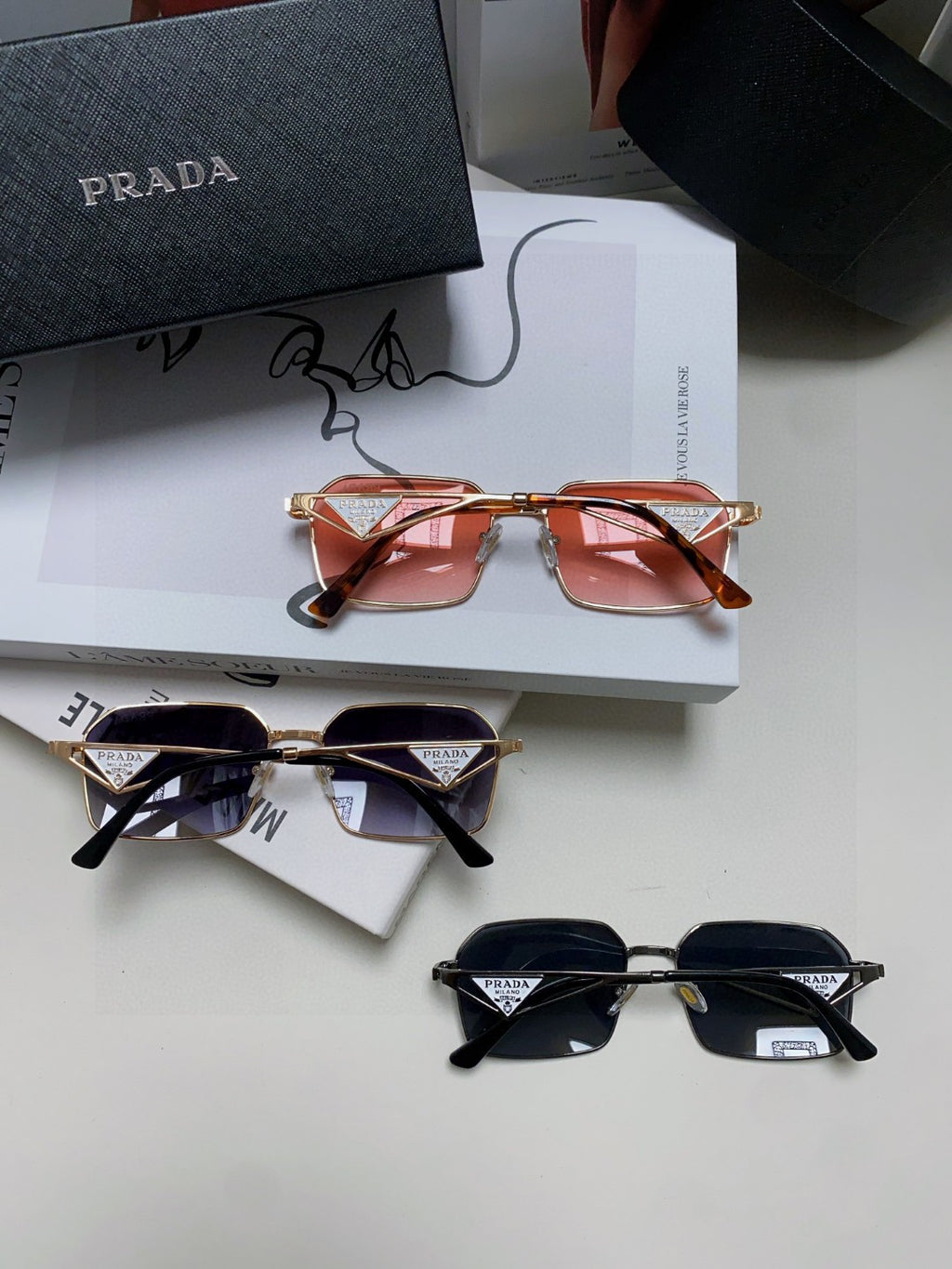 Prada Square Blue Lens Sunglasses for Men & Women - 465531 - detail image 8