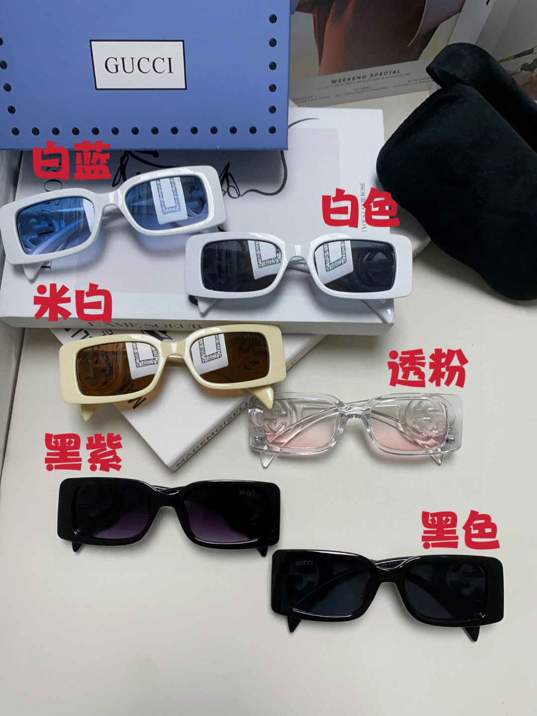 Gucci Rectangular Brown Lens Sunglasses for Men & Women - detail image 11