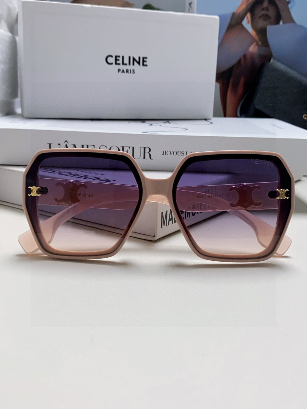 Celine Square Purple Lens Sunglasses for Men & Women - 415649 - detail image 6