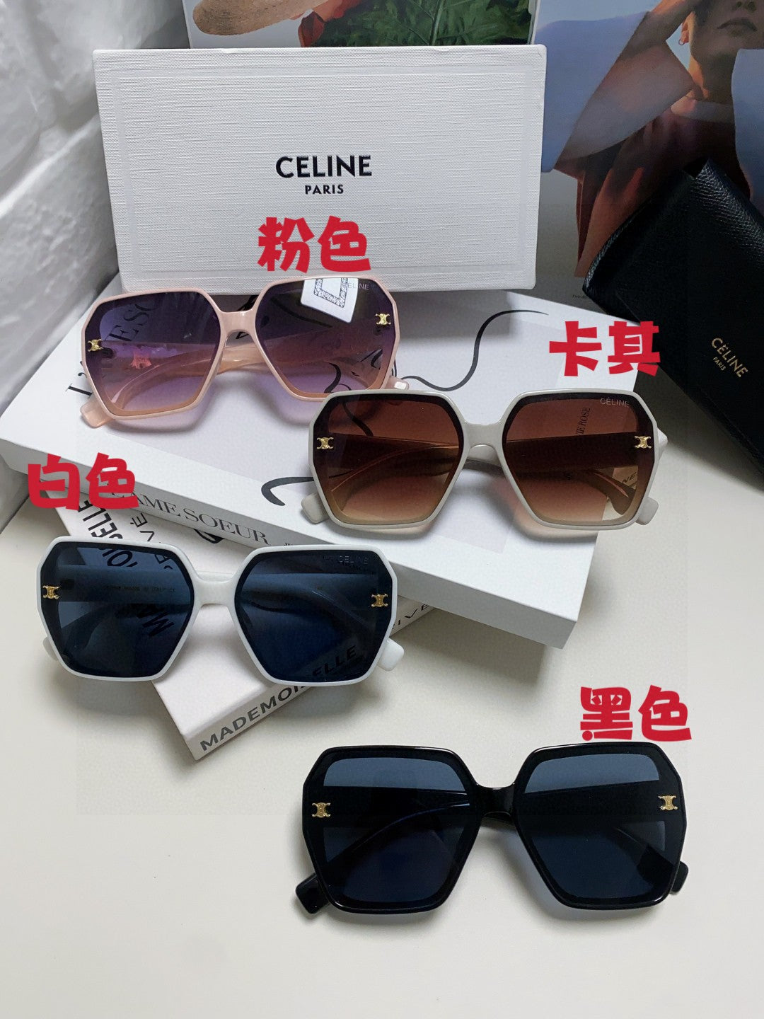 Celine Square Red Lens Sunglasses for Men & Women - 486936 - detail image 9
