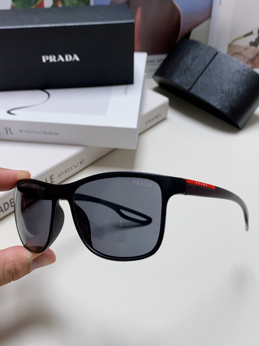 Prada Polarized Fashion Blue Lens Sunglasses for Men & Women - detail image 4