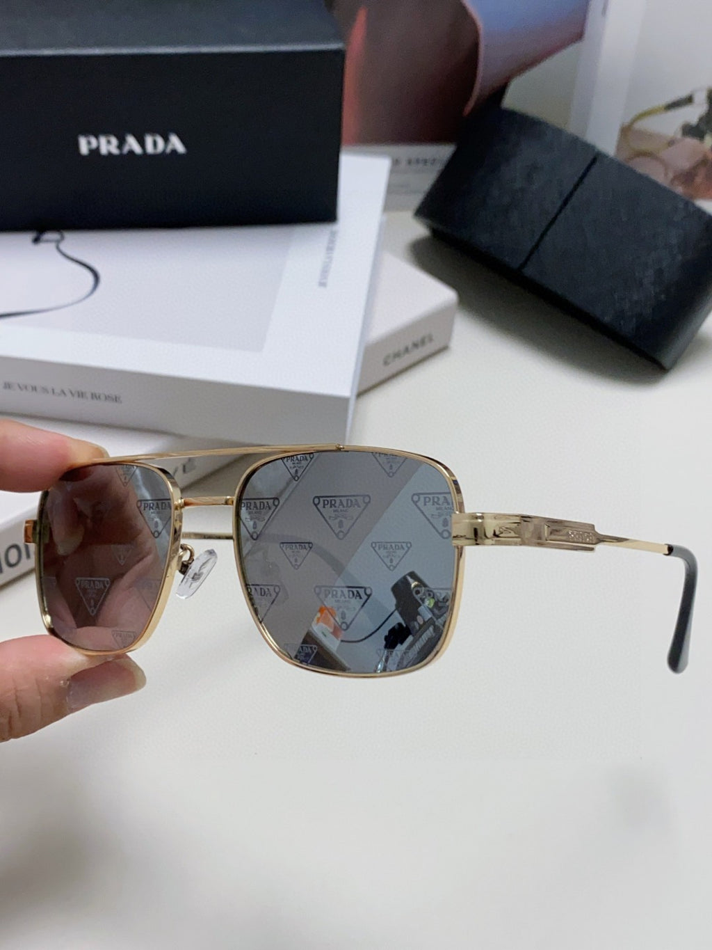 Prada Square Silver Lens Sunglasses for Men & Women - 432160 - detail image 5