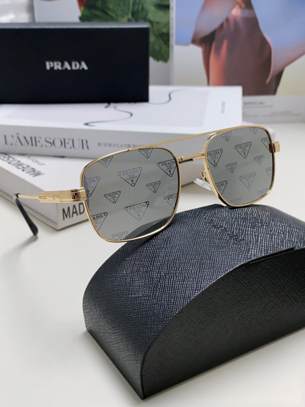 Prada Square Silver Lens Sunglasses for Men & Women - 432160 - detail image 7