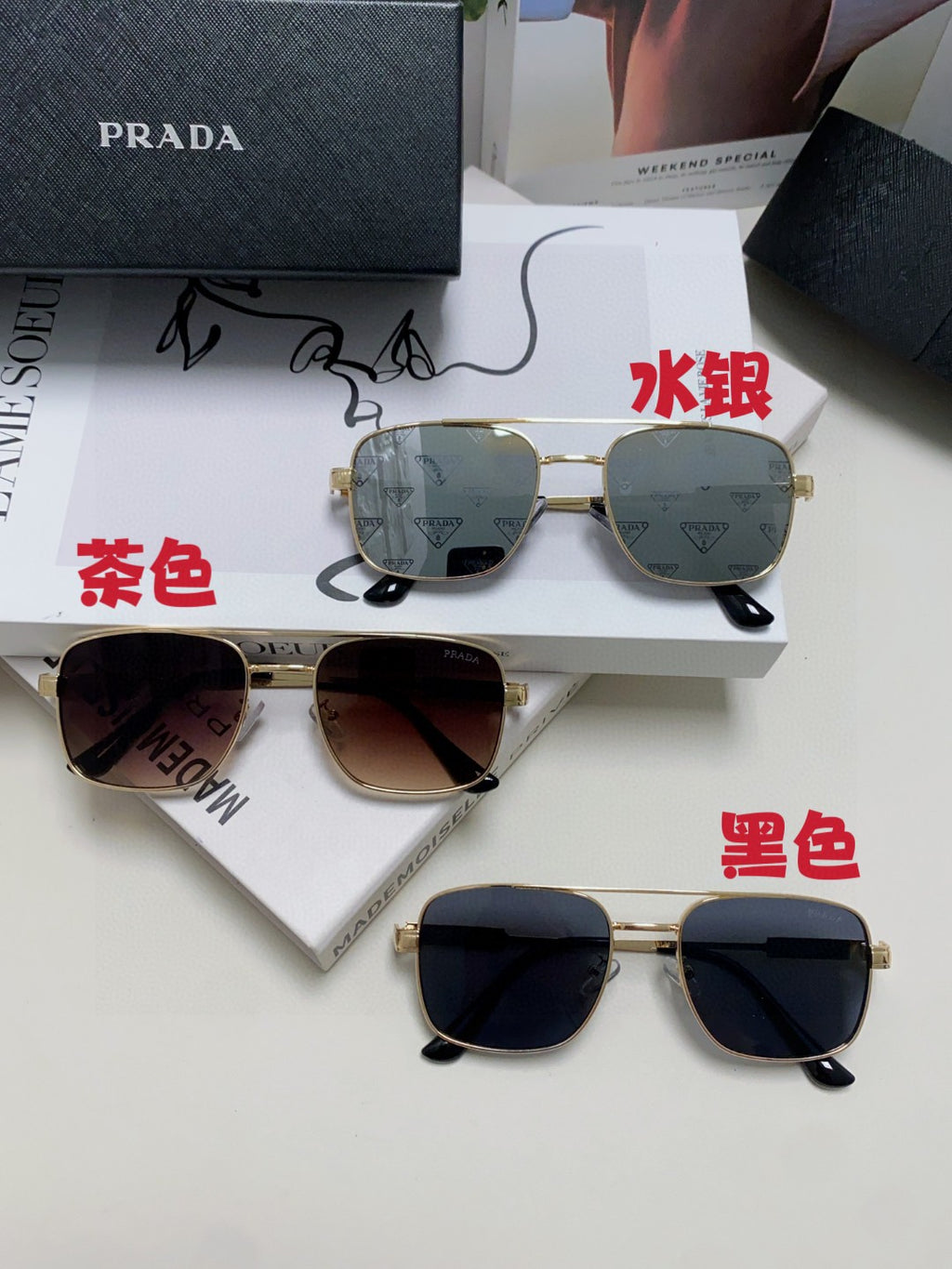 Prada Square Silver Lens Sunglasses for Men & Women - 487175 - detail image 9