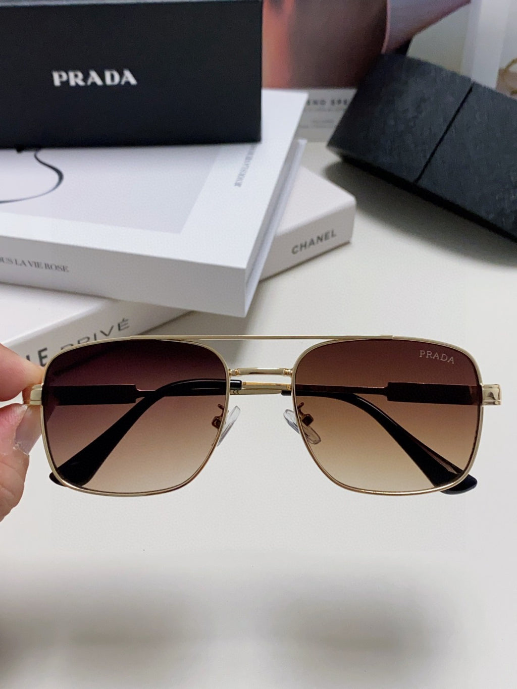 Prada Square Silver Lens Sunglasses for Men & Women - detail image 2