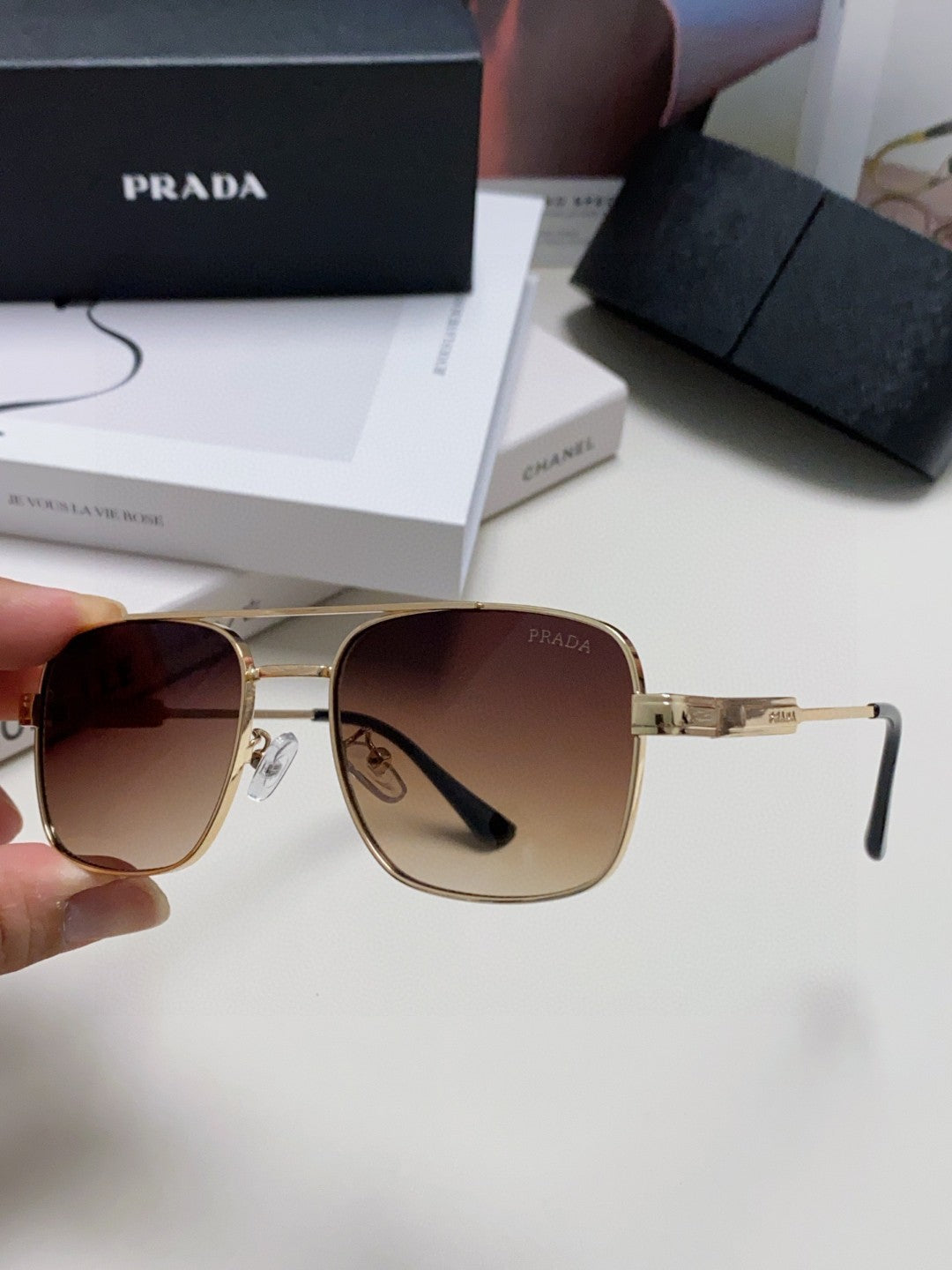 Prada Square Silver Lens Sunglasses for Men & Women - detail image 4
