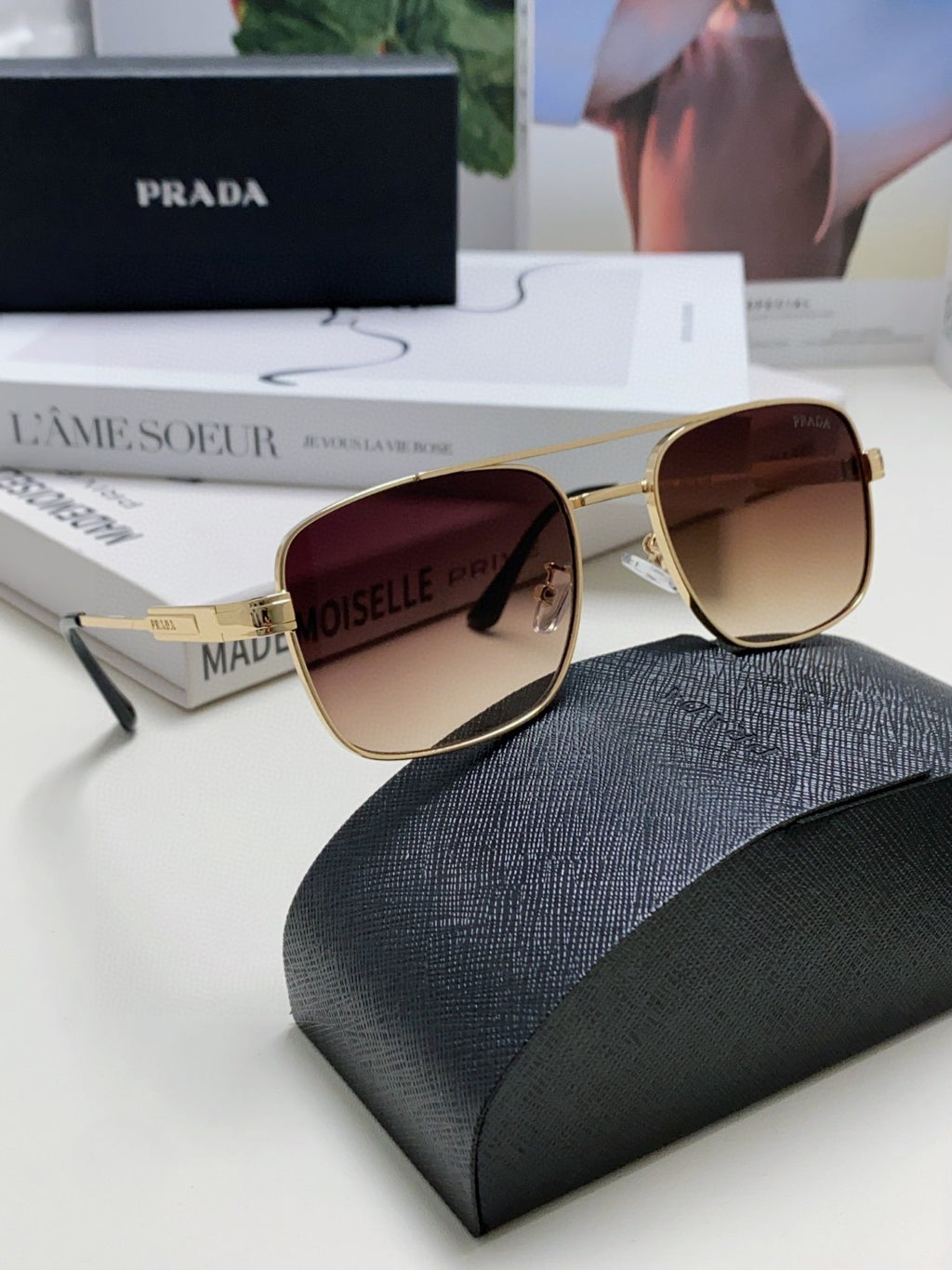 Prada Square Silver Lens Sunglasses for Men & Women - detail image 6