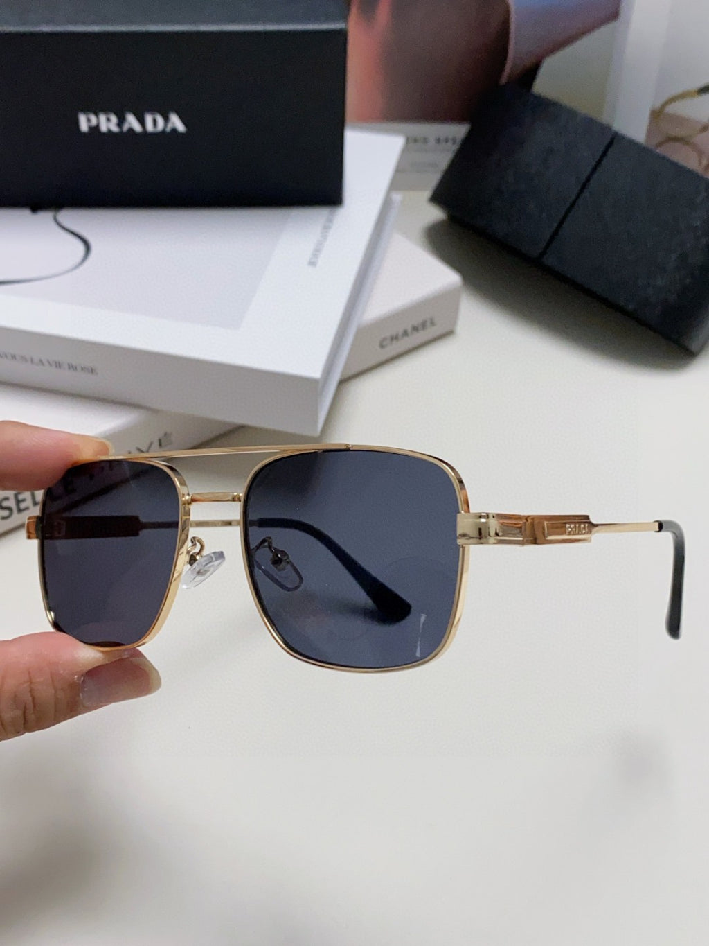 Prada Square Gray Lens Sunglasses for Men & Women - 432162 - detail image 4