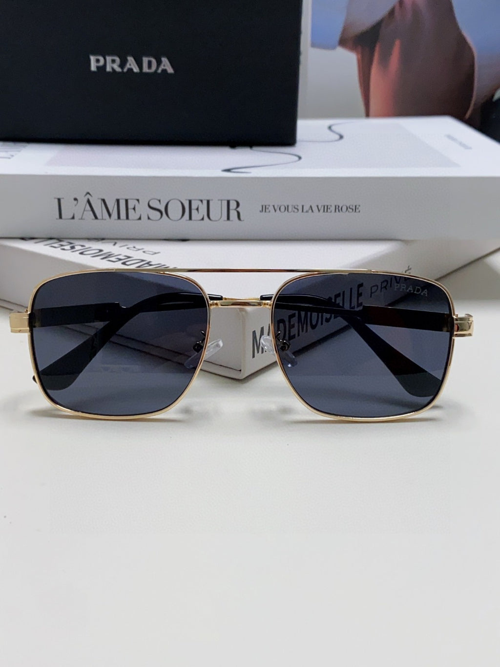 Prada Square Gray Lens Sunglasses for Men & Women - detail image 5