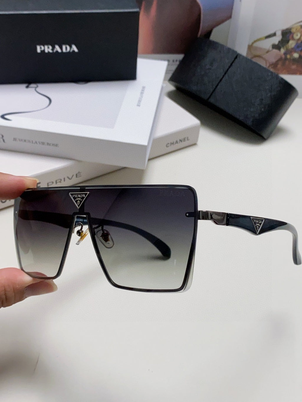 Prada Oversized Silver Lens Sunglasses for Men & Women - 487179 - detail image 5
