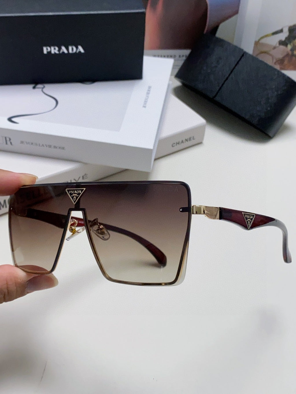 Prada Oversized Silver Lens Sunglasses for Men & Women - detail image 5
